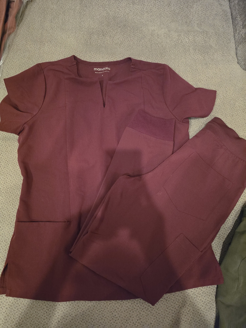 Mandala Women’s Burgundy Scrub Top & Pants Set